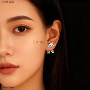 [COD] Home Base Vintage Funny Color Cat Earring For Women Cute Animal Cat Paw Back Hanging Earrings Party Banquet Jewelry Gift