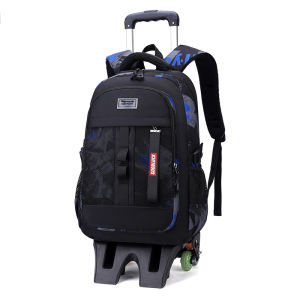 LZD  Natural Fish New Primary School Student Trolley Schoolbag Mens Large Capacity Burden Reduction Detachable Backpack