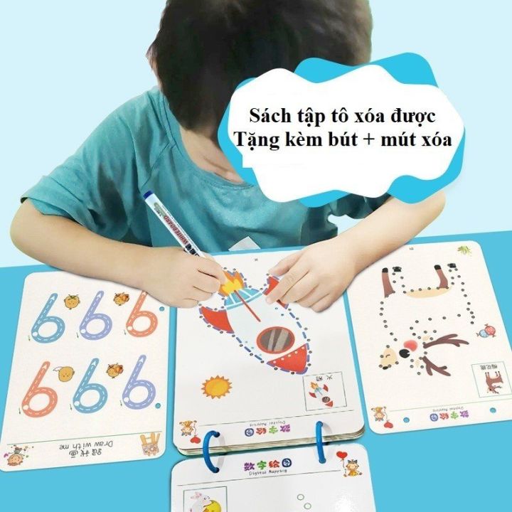 [TẶNG BÚT] SÁCH TẬP TÔ VẼ XÓA ĐƯỢC THÔNG MINH 32- 64 Trang Đồ Chơi Giáo Dục Sớm Montessori Cho Bé (2-5) Tuổi