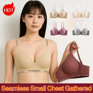 Small Chest Gathered Underwear Push Up Bra Seamless Non-wired A B Cup Lingerie Soft Comfortable Bra