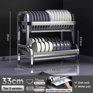 CompactSteel​​ store High Quality 304 Stainless Dish Rack with Drainer Pates Organizer Storage Kitchen Draining Racks