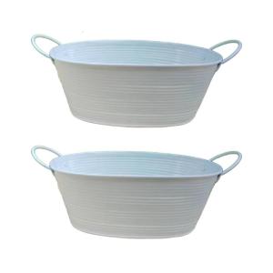 Thanh lịch hình bầu dục Chậu hoa planter xô container với tay cầm đôi thích hợp cho succulents trang trí văn phòng gia đình