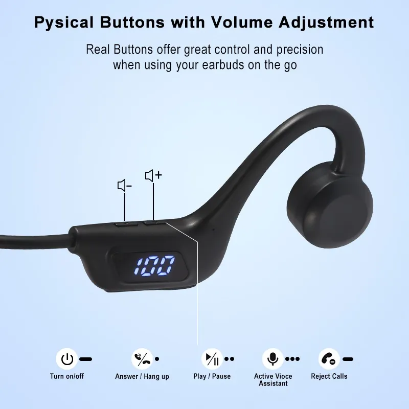GROTIC Headphone Wireless Bone Conduction For Sport Open Ear Earphone  Bluetooth VG06