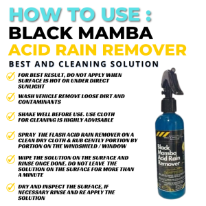 2024 BLACK MAMBA ACID RAIN REMOVER 250 ML Best Effective Solution For Window Car Glass Watermarks Remover