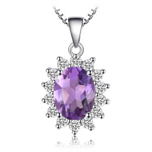 JewelryPalace Birthstone 925 Sterling Silver Pendant Necklace for Women No Chain Diana Natural Citrine Peridot Topaz Garnet Amethyst Created Ruby Blue Sapphire Emerald Alexandrite Sapphire Jewelry