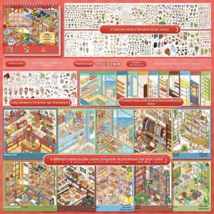 GTRBFDS Shop Theme Miniature Scene Sticker Self-Adhesive 10 Scenes PET Sticker Book DIY Dessert Shop Stress Relief Sticker For Journal