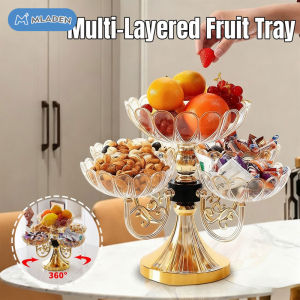 MLADEN Multi Layered Rotating High-End Crystal Fruit Plate 360° Lotus Leaf Rotating Tray Party Storage