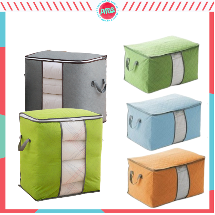 Tempat Penyimpanan Bed Cover Bamboo Storage Box Organizer Bag Kotak ...