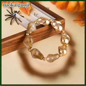 tuokaiguoji Simple Baroque Irregular Resin Bracelet Bohemian Colorful Beads Bracelet Splicing Bangle Daily Charm Jewelry Accessories Gifts