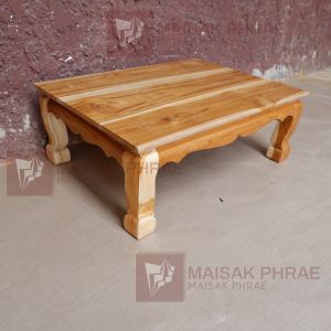 MAISAKPHRAE โต๊ะหมู่บูชาไม้สัก หมู่ 7 หน้า 4 (เฉพาะฐาน) เคลือบสีใส กว้าง 34 ซม. ยาว 48 ซม. สูง 17 ซม.