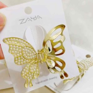 READY STOCK(Z120) ZAYA Premium Quality Elegant Metal with Pearl Medium Hair Claw Clip/Jaw Clip/Korea Fashion Hair Accessories