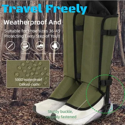 Snake Gaiters for Outdoor Waterproof Snake Gaiter Leggings for Men &amp Women Snake Bite Protection Adjustable Size
