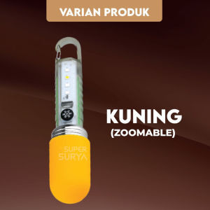 Senter Transparan Magnet 500 Lumens 8 Mode Cas Zoom Waterproof LED Flashlight Saku Glow In The Dark