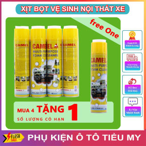 Combo 4 Chai Tặng 1 Chai Xịt Bọt Đa Năng Vệ Sinh Ghế Da Nội Thất Ô Tô Foam Cleaner Màu Vàng