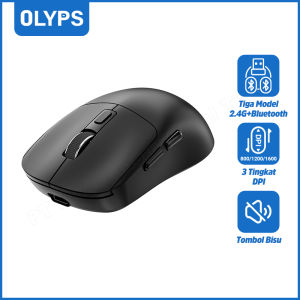 OLYPS Mouse Wireless Bluetooth 1/2 3Mode Rechargeable Mini Mouse Laptop Tanpa Kabel Optical 1600DPI