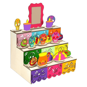 FORTUNESS DIY Day of Dead Ofrenda Box Skulls Candles Wooden Mexican Fiesta Party Decor Unique Home Kitchen Decor Memorial Display Box Home Decor