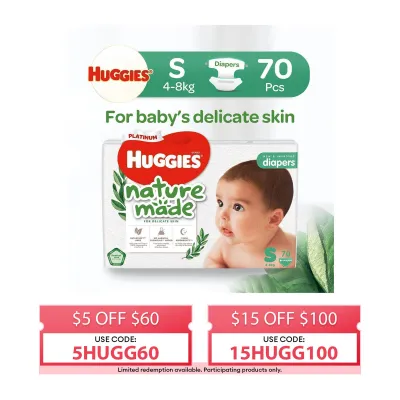 Huggies Platinum Naturemade S 70s Tape Diapers (Packaging may vary)