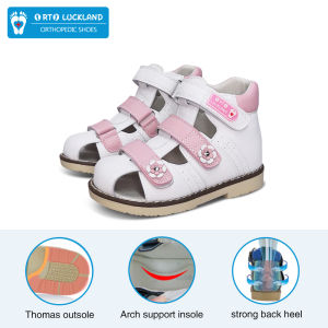 Ortoluckland Summer Children Sandals Leather Orthopedic Shoes For Kids With Ankle Support Clubfoot Footwear