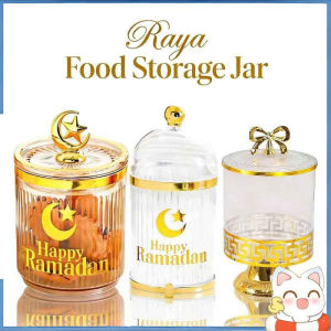 Balang Kuih Raya Food Storage Jar Plastic Airtight Moon Star Candy Snack Cookie Container with Lid