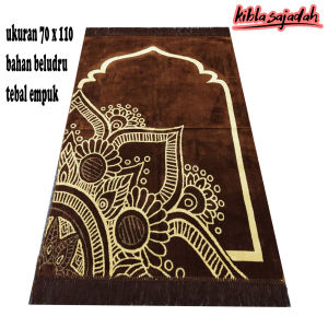 sajadah beludru dewasa/sajadah turki tebal empuk/ukuran 70x110/motif kembang elegan/souvenir.oleh oleh haji/umrah/sablon sajadah grosir