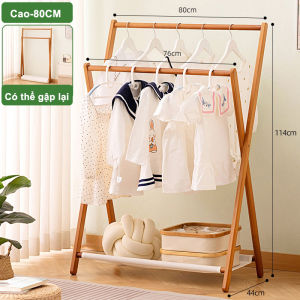 KUCA Giá phơi đồ gập được Giá treo áo khoác cho phòng ngủ Giá phơi đồ đa năng Làm từ tre tự nhiên