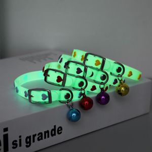 Fluorescent Animal Silicone Collar With Love Claw Pattern Collar Night Fluorescence Not Lost