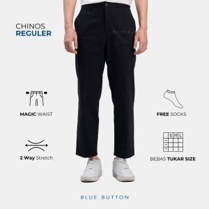 BLUEBUTTON Celana Chino Ankle Pants Reguler Fit Black