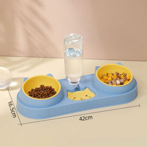 Cat Dog Feeder Bowl Automatic Water Dispenser Drinker Double Bowls Pet Feeding Drinking Fountain Makanan Kucing
