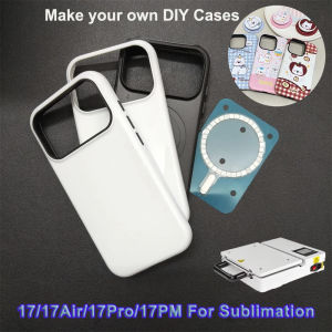 10pcs Magnetic 2 in 1 3D Sublimation Case for iPhone 17 16 15 14 13Pro Max Thermal Transfer Printing Magnet Rugged Back Cover