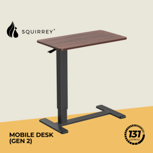 Squirrey Height Adjustable Mobile Desk  71x40cm Tabletop 64-99cm Height 7kg Load  C-Shaped Portable Standing Desk