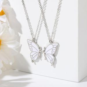 REEBO Butterfly Light luxury Gift For Friends Design Sense Female Jewelry Korean Style Necklace Women Clavicle Chain Best Friend Necklace Couple Necklace