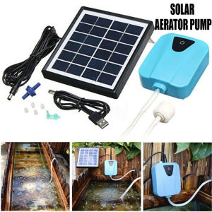 【High Quality】DC Charging Oxygenator Water Oxygen Pump Solar Powered Pond Aerator with 1 Air Stone Aquarium Airpump 2L/min