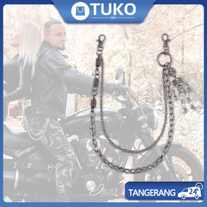 Rantai Celana Punk Bahan Logam Skull Pendant Waist Chain Jeans Pants Waist Decoration Untuk Jeans Pants Waist Decoration
