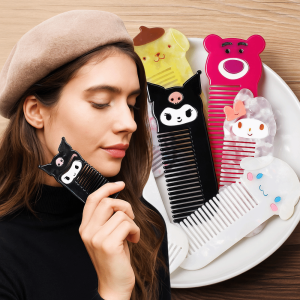 BAIXL Kuromi Acetate Comb Animal Kitty Cat Hairdressing Combs Hair Care Wide Toothed Makeup Comb Women