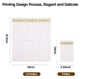 Disposable Paper Napkins White Linen-Feel Guest Towels Gold Floral 3Ply Table for Lunch Dinner Tisu Tebal 3Lapis 50/100Pcs Per Pack
