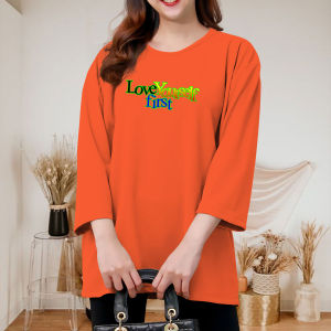 Kaos Wanita Dewasa Jumbo Oversize Lengan 3/4 Kekinian Korean Style Premium Terbaru Murah Cod First