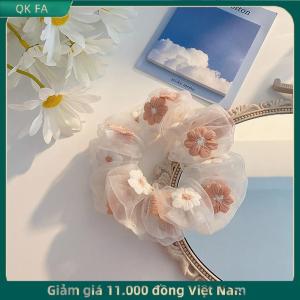 QK FA ✨ New Organza Tóc Dây Thêu Hoa Rừng hệ thống scrunchies đuôi ngựa trong suốt vải tuyn lãng mạn màu hồng màu xanh Phụ kiện tóc