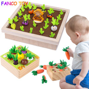 Montessori toy set wooden toys baby pull carrot shape matching size cognitive puzzle children wooden baby toys