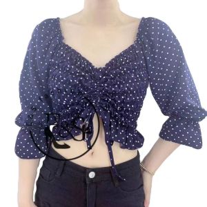 Ladies fashion blouse Vstring women cotton women blouse