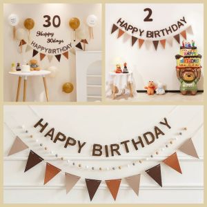 10inch Happy Birthday Balloon Banner Flag with Retro Baloons Birthday Backdrop Decoration Colorful Triangle Pennant Flags Garland Multicolor Felt Banner Bunting Flag for Home Baby Shower Birthday Party Decor