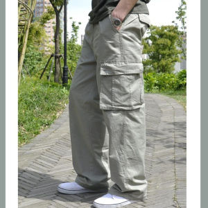 Men Plus Large Size Cargo Pants Cotton Straight Oversize Tracksuit Wide Leg Tactical Baggy Trousers Spring Summer 5XL 6XL Z1A12026