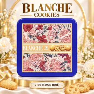 Bánh Quy Bơ Hỗn Hợp Blanche Cookies 188g Hộp Thiếc Hoa Hồng Vintage Cao Cấp Bánh Ăn Vặt Giỏ Quà Tết Sang Trọng
