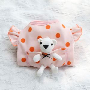 Áo nỉ bông chấm bi kèm gấu bông cho chó mèo thú cưng - Đen Ta pet shop