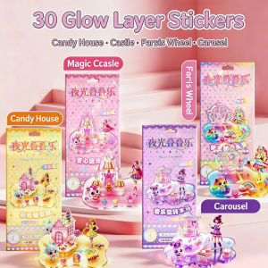 4 Pcs Luminous 3D Crystal Stickers Kids Cute Cartoon Diy Stacking Stickers Notebook Decor Craft Toy Gift