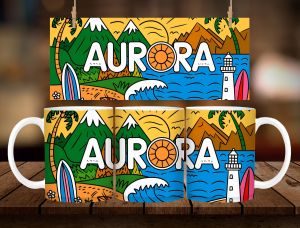 Aurora Souvenir Mug 11oz with Gift Box – Colorful Design Ceramic Coffee Mug | Pasalubong Gift