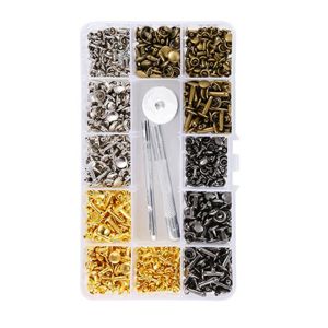 FOUNDTWO Đinh tán hình ống Đinh tán da có khóa kéo Đinh tán kim loại 4 màu sắc Bộ dụng cụ đa dạng đinh tán tròn Thủ công Bền bỉ Bộ dụng cụ buộc nút Phụ kiện thủ công