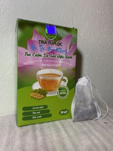 Trà cuộn lá sen đậu xanh (hộp 20 túi nhúng) trà lá sen đậu xanh rau má thanh nhiệt thải độc mất ngủ hỗ trợ giảm cân