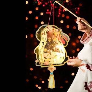 NCNC(okdeals01) lantern chinese灯笼 traditional 中秋节灯笼 Luminous Mid-Autumn Festival Lantern DIY Handmade Glowing Handheld Luminous Lantern Portable DIY Material Bag Rabbit Lantern Mid-Autumn Festival