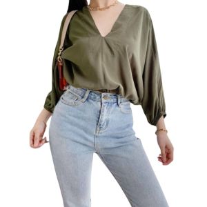 LESEKA Plusize Batwing Top Plain and printed Blouse For Womens High Quality Chalis Fabric Fit Small to Semi Large B-A009