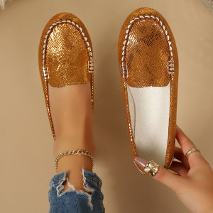 Free Shipping 2026 Early Autumn New Collection: WomenS Casual Flat Shoes Round-Toe Shallow-Cut Loafers Available In Larger Sizes